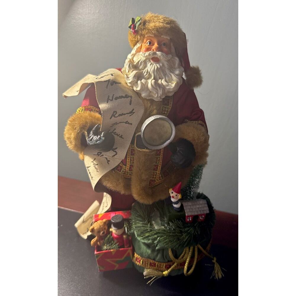Kirkland Signature Fabric Mache Santa Claus 11” Naughty Nice Christmas Toy Sack